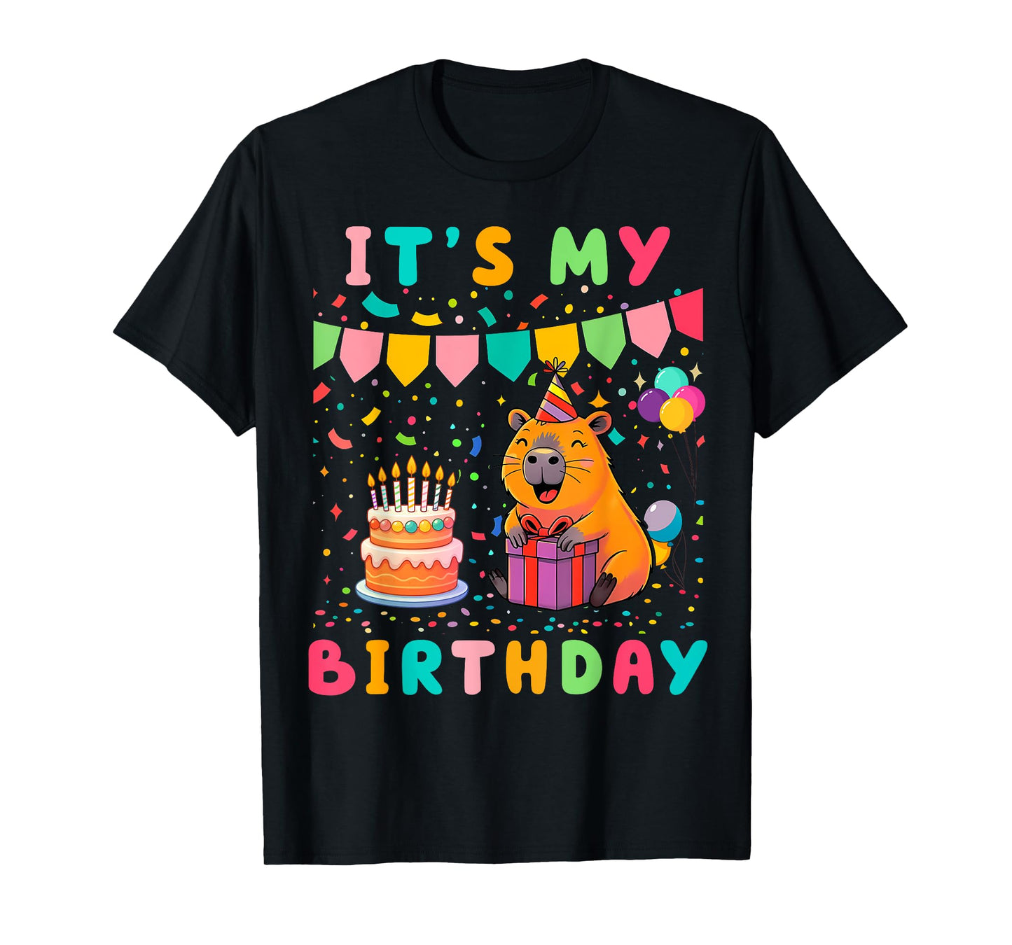 It's My Birthday Girls Capybara Lovers Birthday Party Kids T-Shirt
