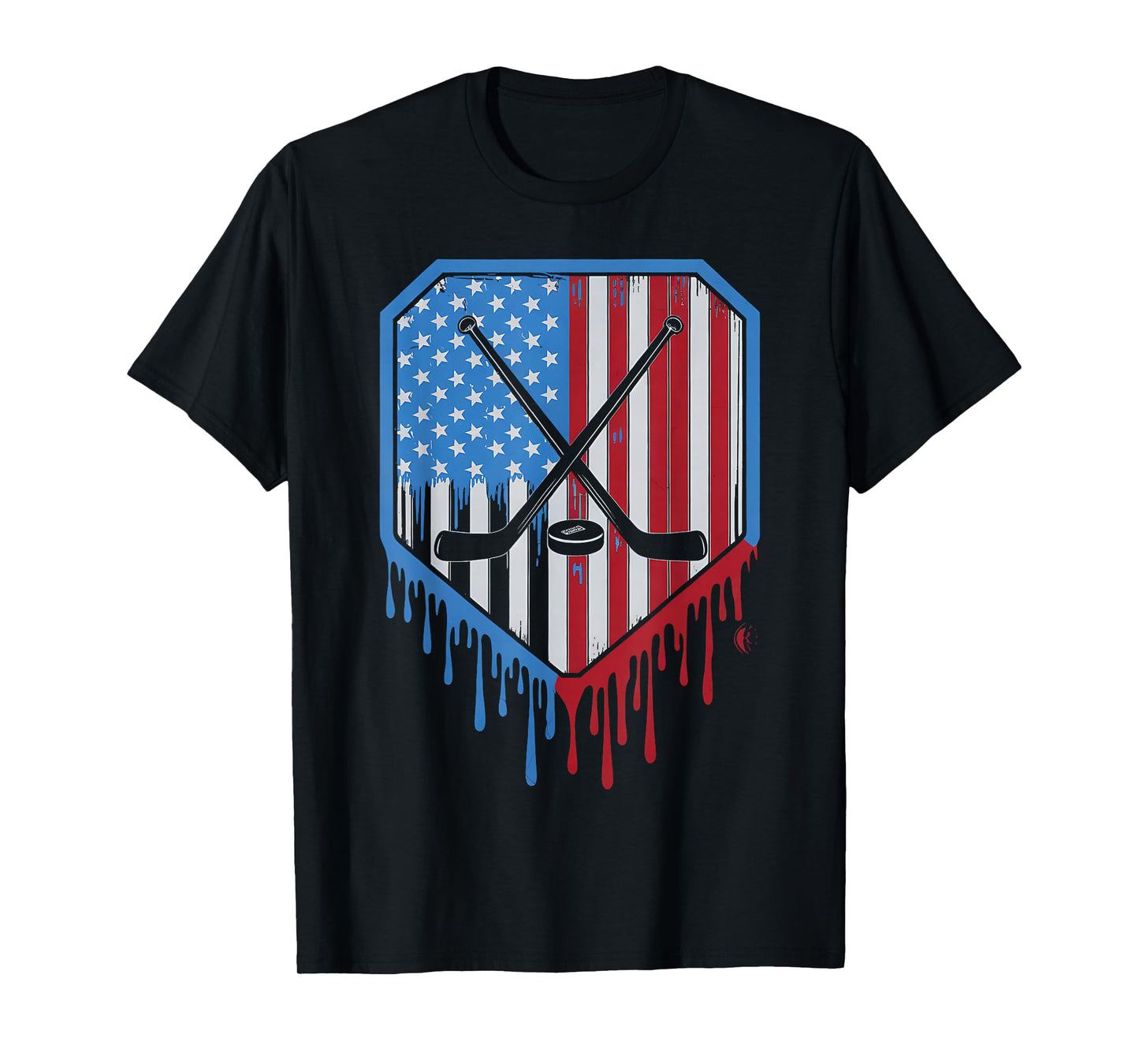 Funny Hockey Drip Boys Ice Cream Patriotic American Flag T-Shirt