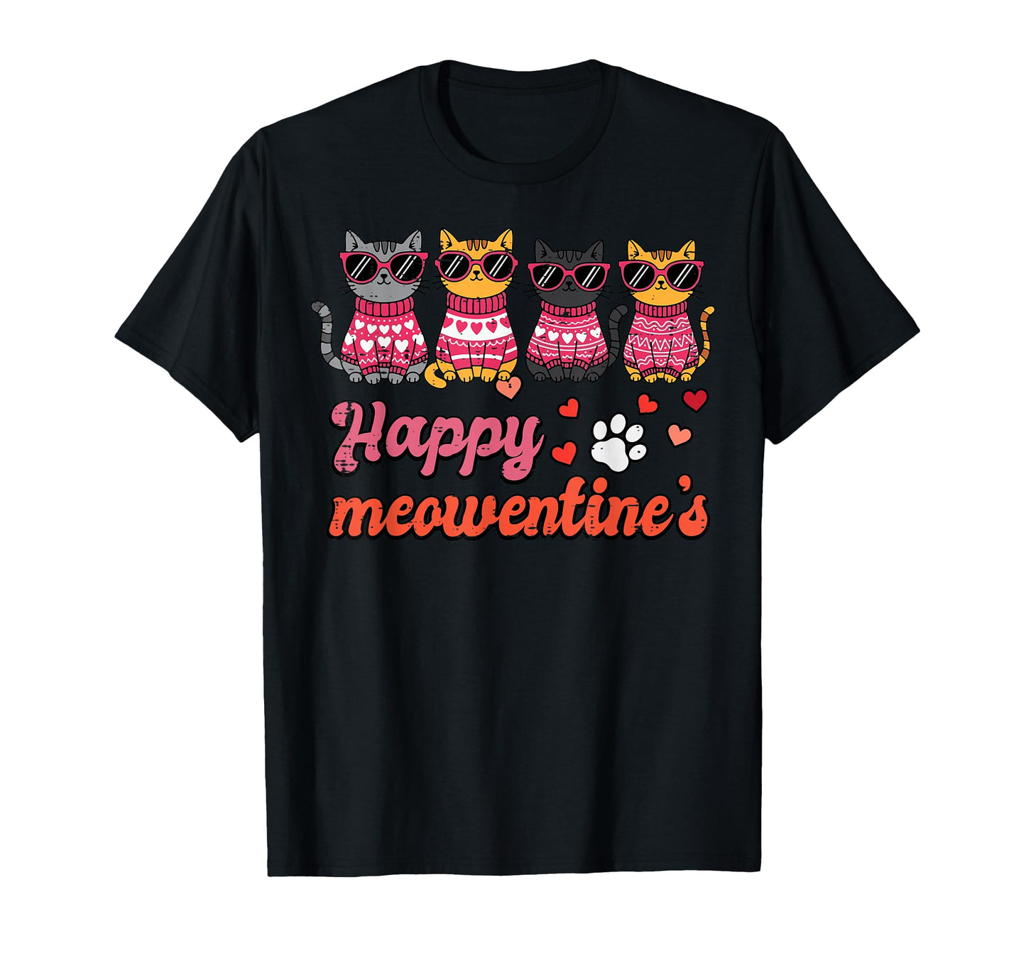 Valentines Day Cats Happy Meowentines Kitten Women Girls Kid T-Shirt