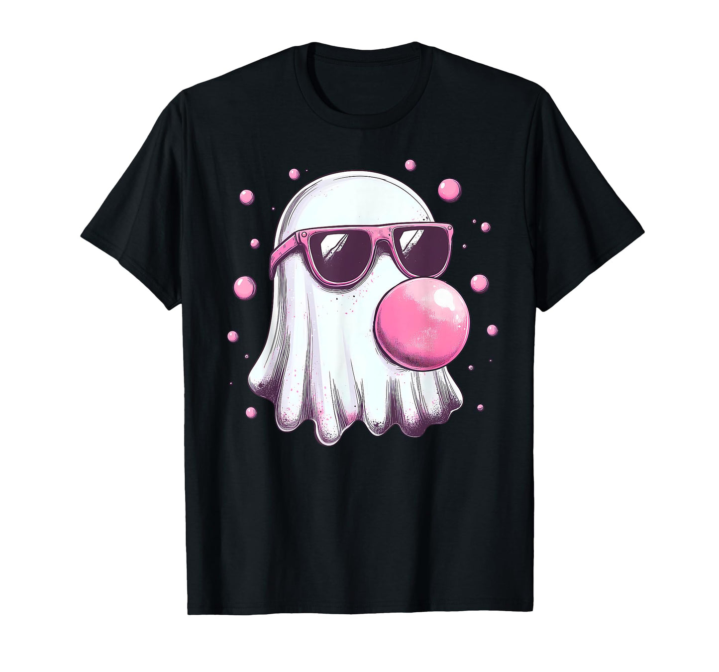 Cute Pink Ghost Bubble Gum Halloween Costume Women Kids T-Shirt