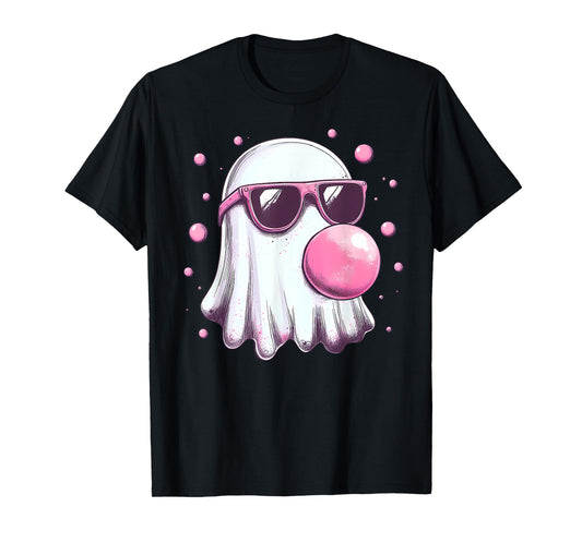 Cute Pink Ghost Bubble Gum Halloween Costume Women Kids T-Shirt