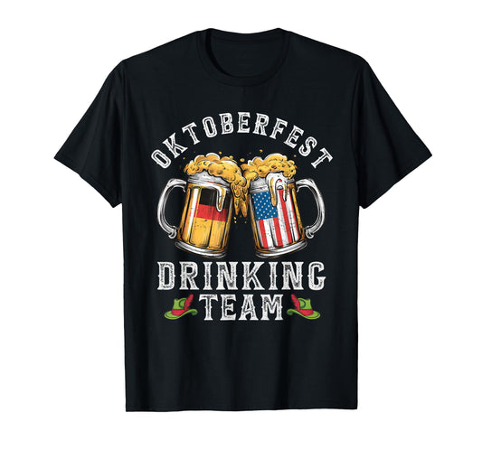Oktoberfest Squad Drinking Team Beer German American Flag T-Shirt