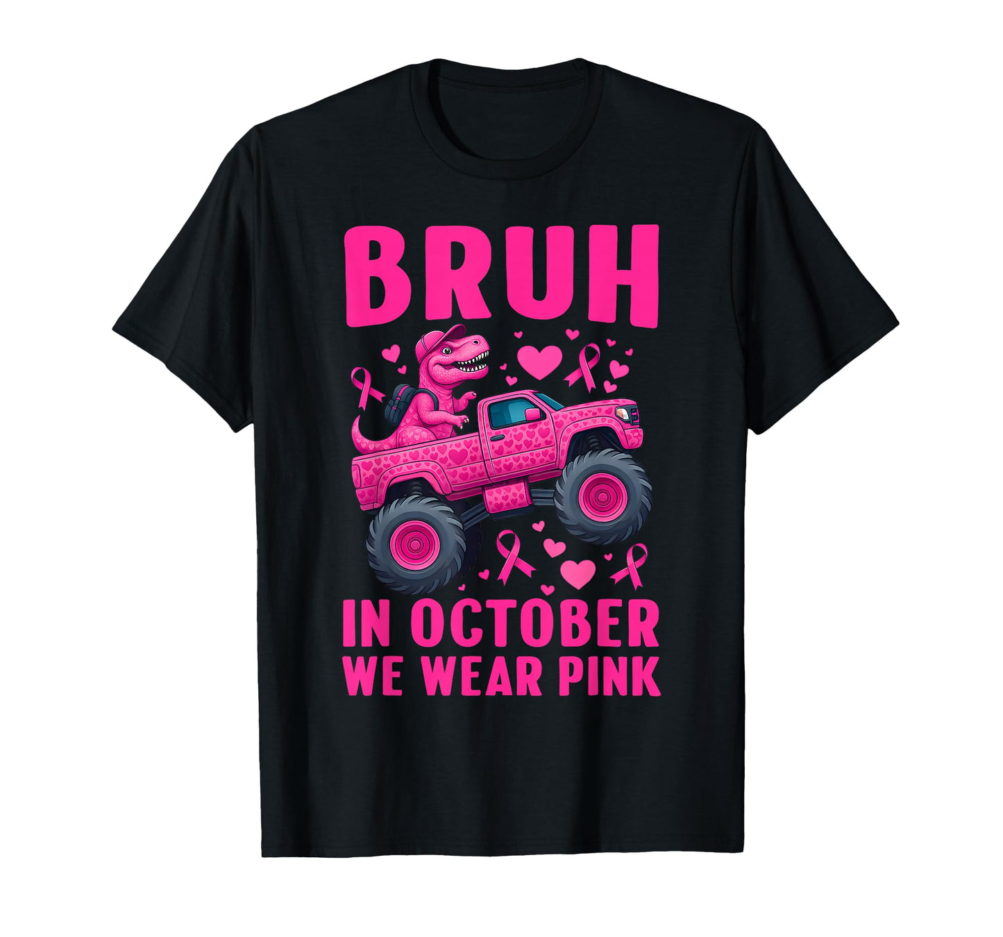Bruh in October We Wear Pink Breast Cancer Kids Teen Girls T-Shirt