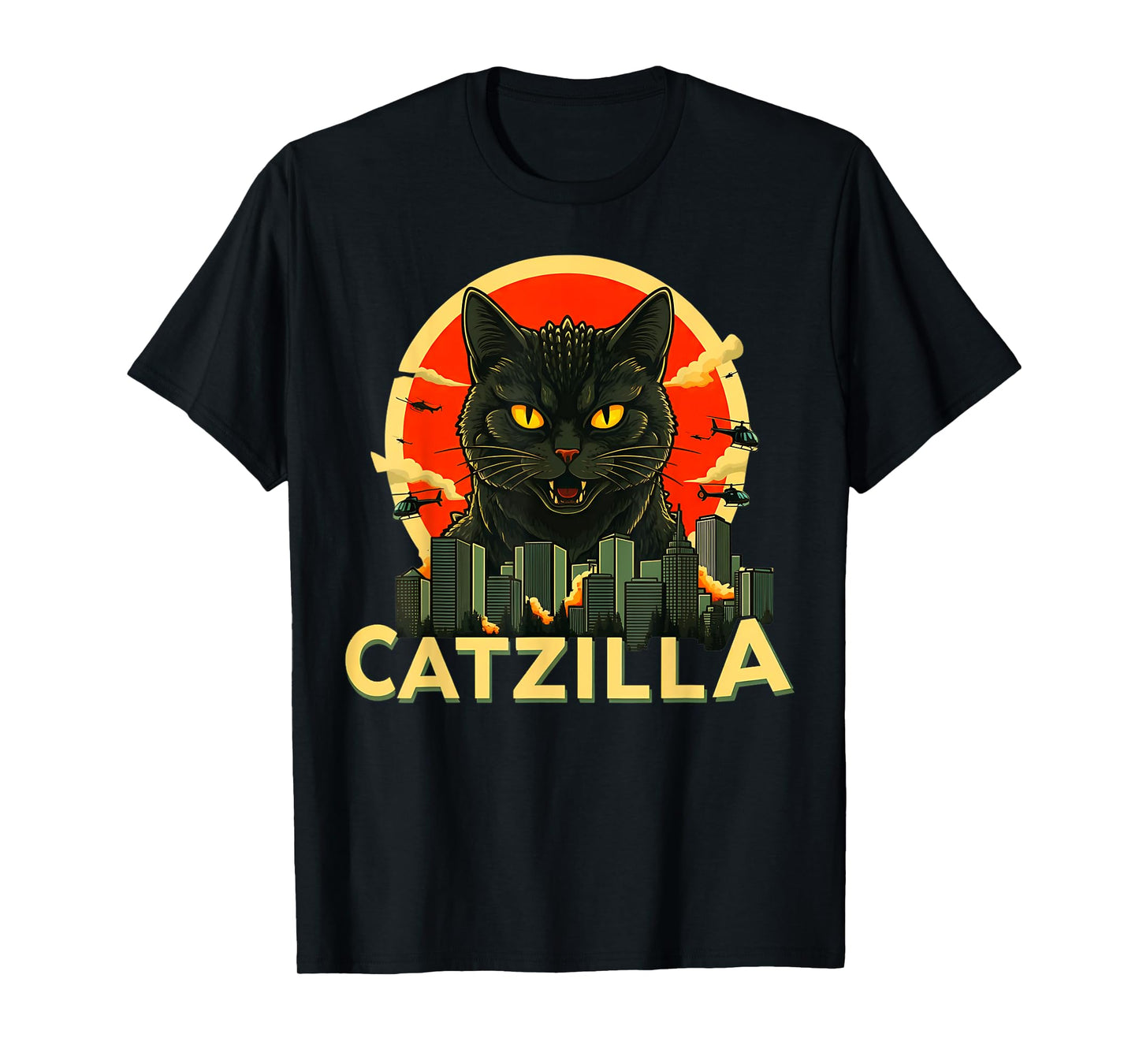 Catzilla Cat Japanese Art Funny Cat Gifts For Men Women Kid T-Shirt