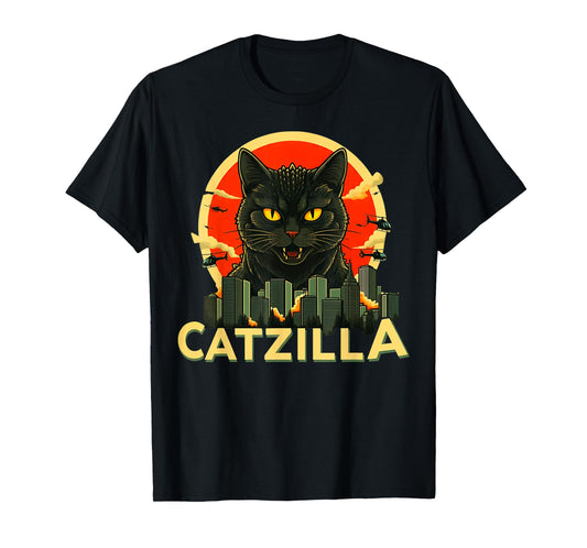 Catzilla Cat Japanese Art Funny Cat Gifts For Men Women Kid T-Shirt