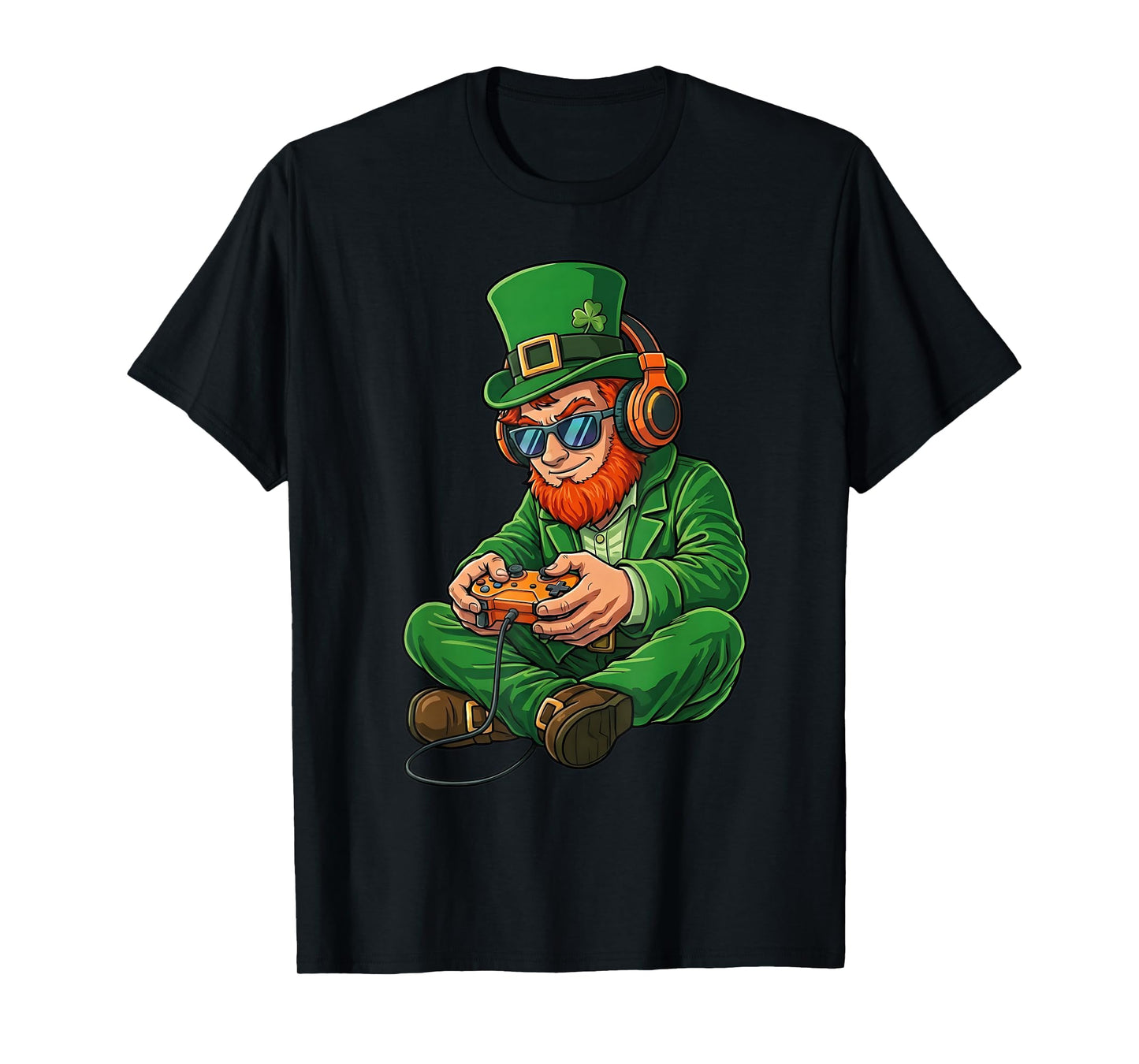 St Patricks Day Leprechaun Gamer Video Gaming Men Boys Kids T-Shirt