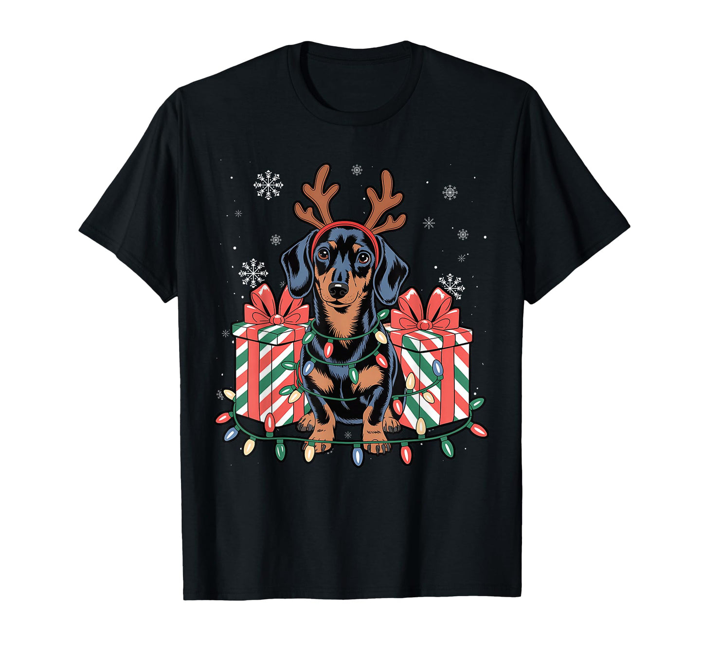 Cute Reindeer Dachshund Christmas for Women Men Dog Lover T-Shirt