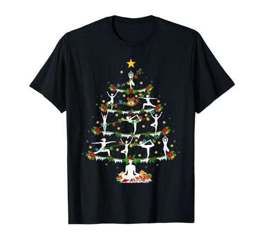 Yoga Lover Xmas Lighting Yoga Christmas Tree T-Shirt