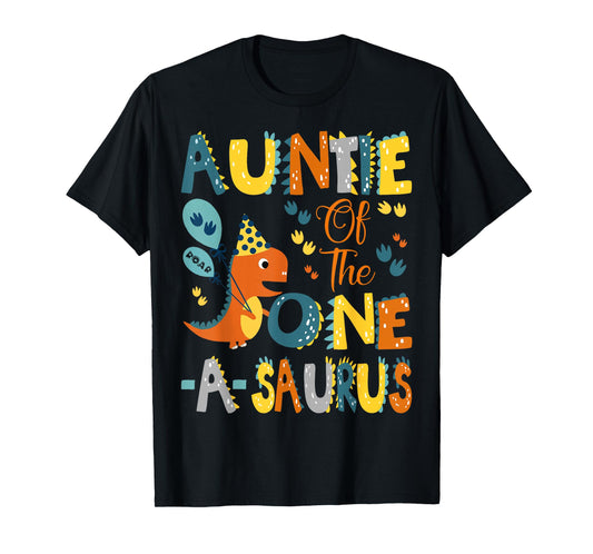 Dinosaur T-Rex 1St Birthday Matching Family Auntie Of The One-A-Saurus 1St Birthday Dinosaur Party Unisex-Kids T-Shirt Black Small Classic Fit Modern U-Neck Short Sleeve