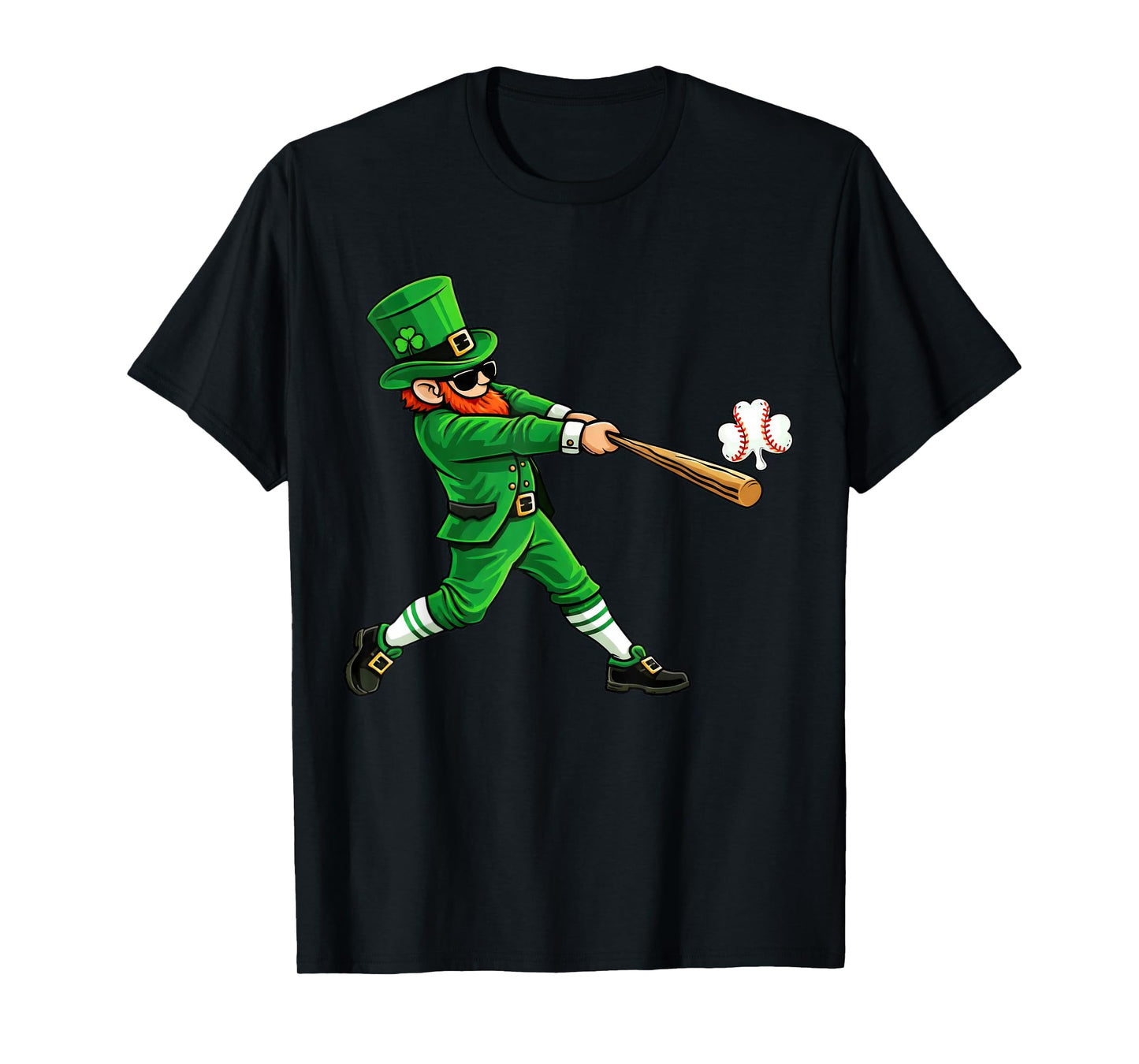 Leprechaun Playing Baseball St Patricks Day Shirts Mens Boys T-Shirt