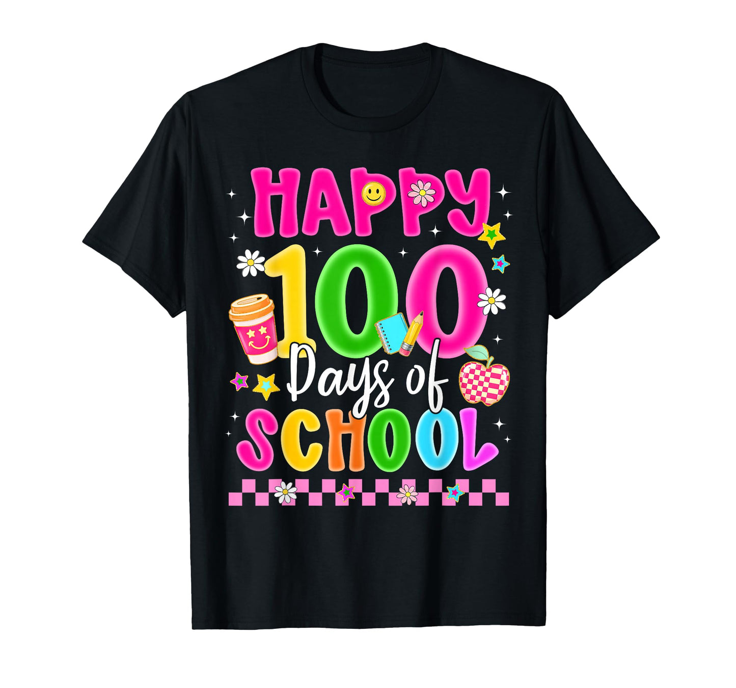 Happy 100 Days of School Coffee Apple Smile Coffee Teacher T-Shirt