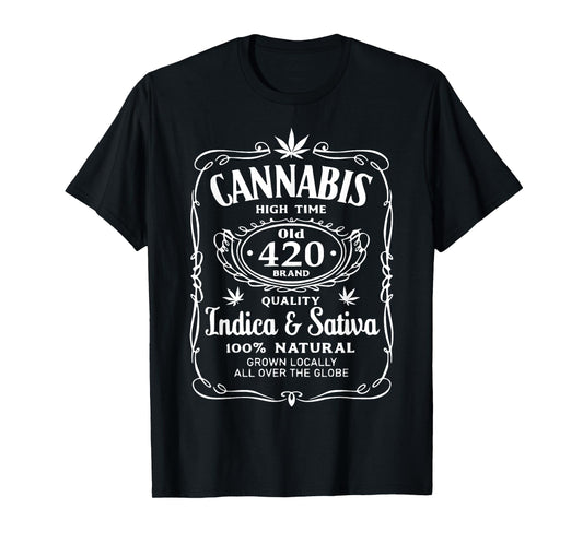 Cannabis High Time Old 420 Quality Indica & Sativa Weed T-Shirt