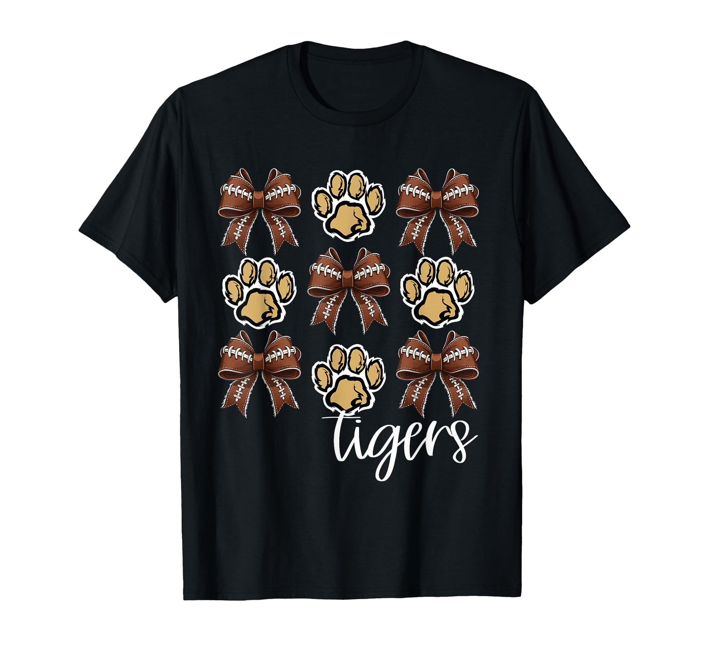 Tigers Football Mom Coquette Bows Game Day Gold Tigers T-Shirt