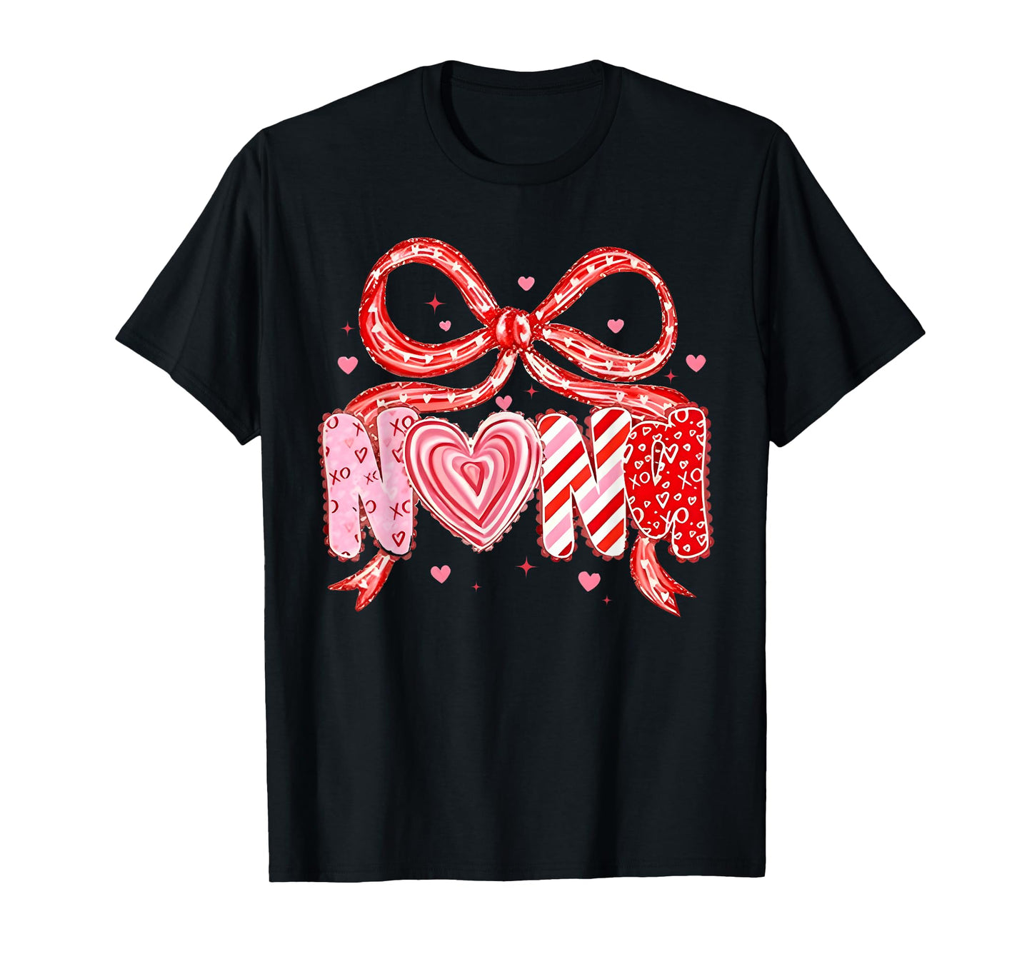 Valentine Nana Coquette Bow Heart Mom Mother Women T-Shirt