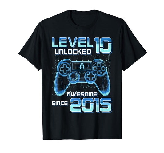 Level 10 Unlocked Video Game Party 10th Birthday Gamer Boys T-Shirt