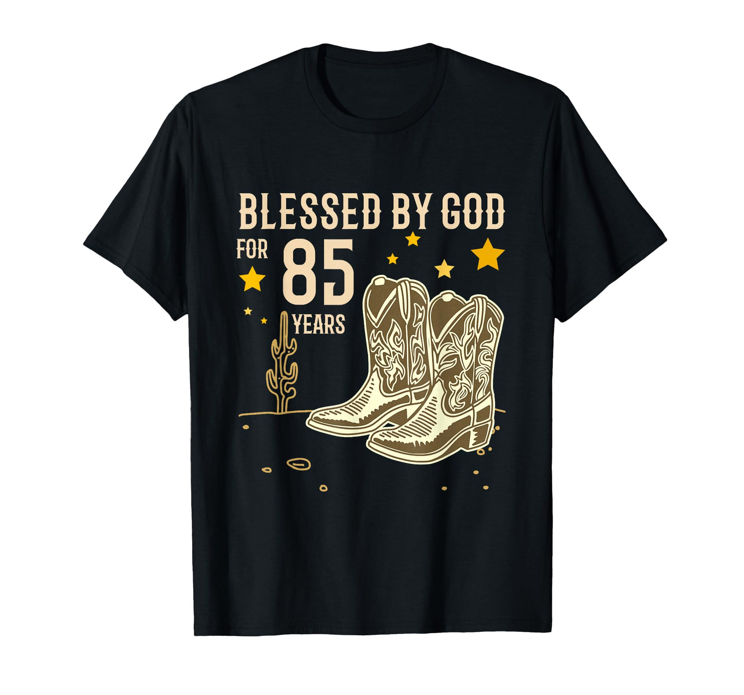 Vintage Blessed by God for 85 Years Cowboy 85th Birthday Men T-Shirt