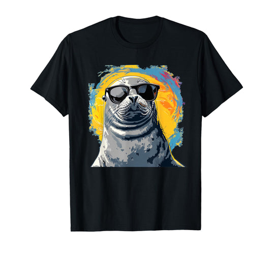 Seal face with glasses for funny sea animals lovers T-Shirt