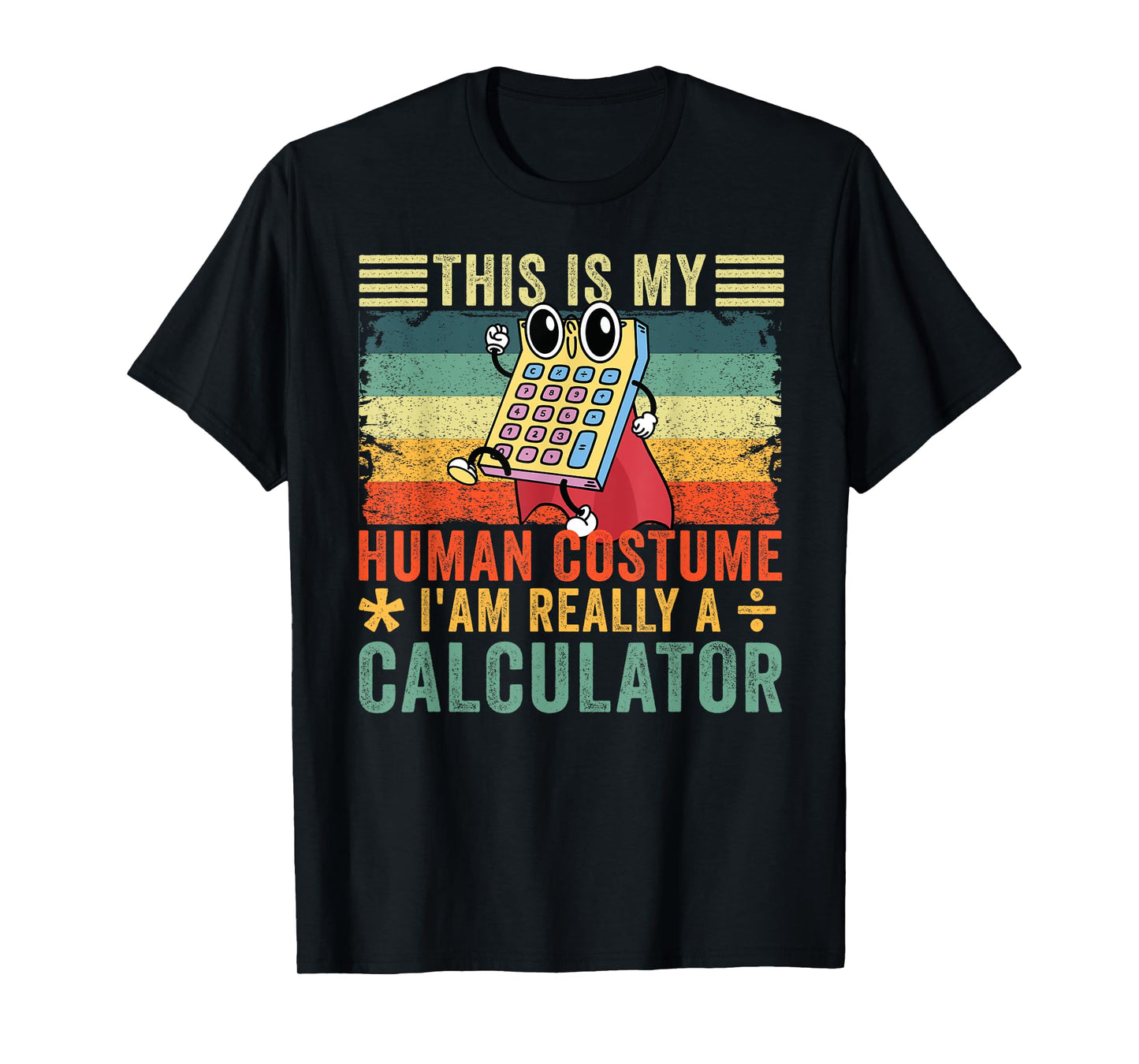 Math Calculator Costume T-Shirt - Black, Small - Unisex-Adults
