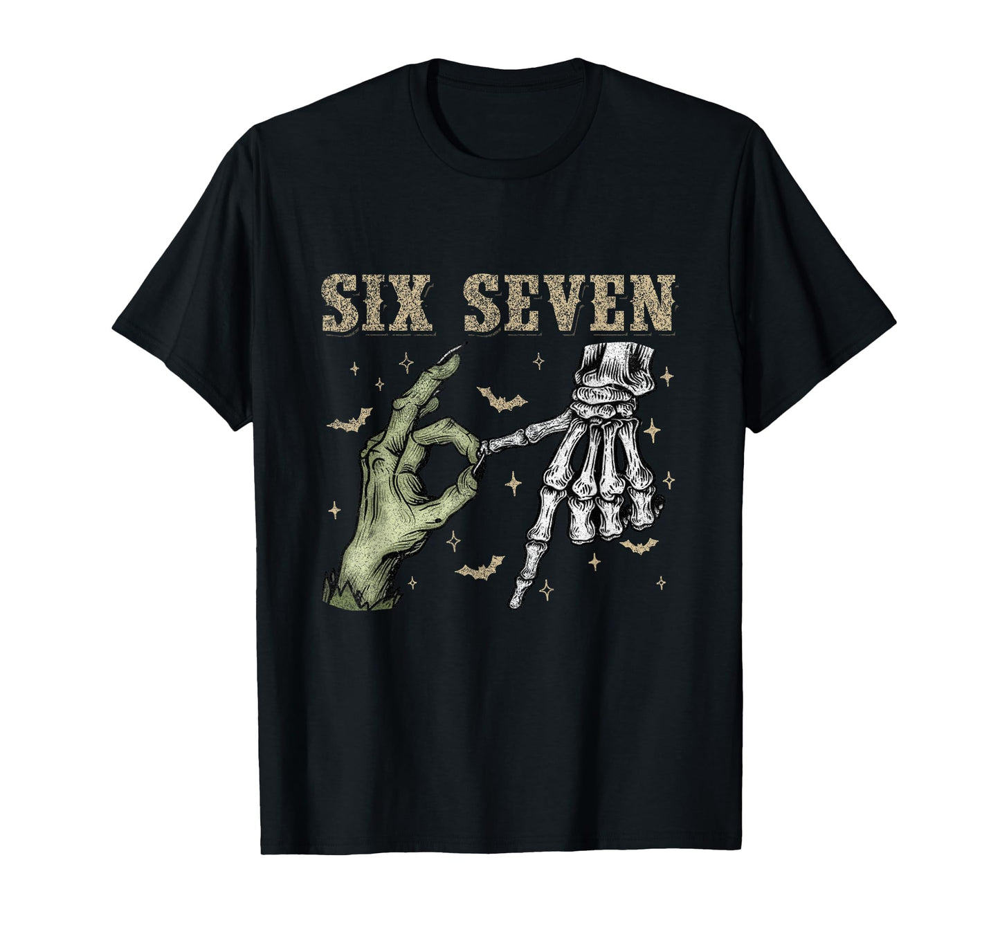 Six Seven 6 7 Halloween 67 Spooky Skeleton Monster Hands T-Shirt