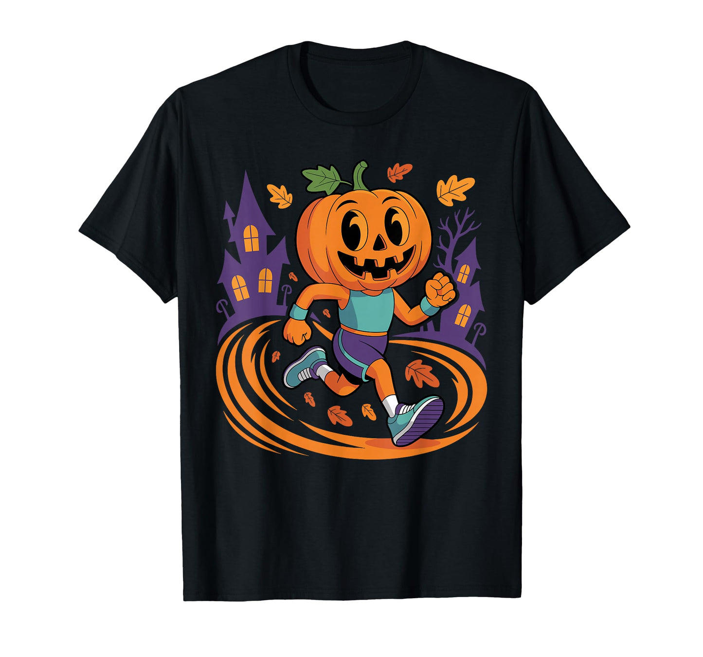 Halloween Pumpkin Running Fall Costume Funny Runner Marathon T-Shirt