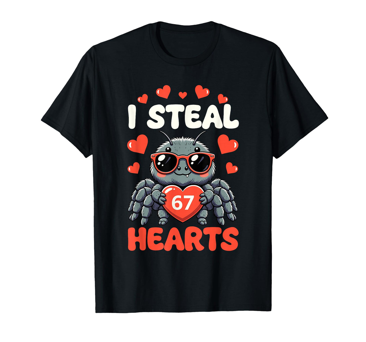 I Steal Hearts Spider 6 7 Meme Valentine's Cute Gen Alpha T-Shirt