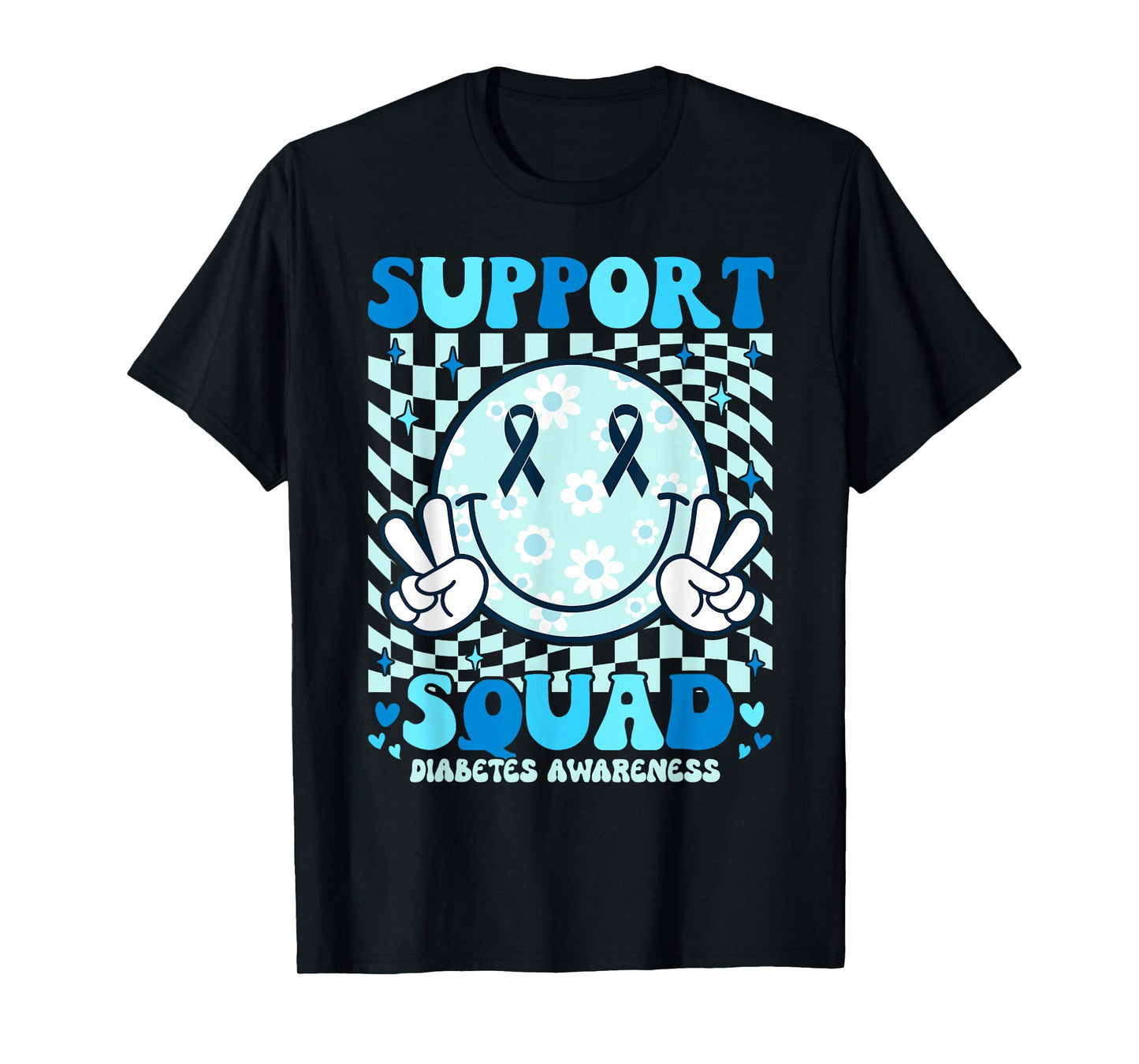 Support Squad Diabetes Awareness Shirt Blue Smile T1D Type 1 T-Shirt