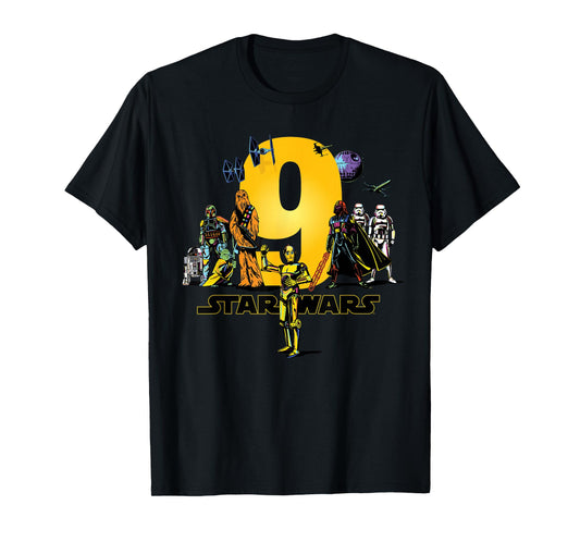 Star Wars Classic Characters Ninth Birthday 9 Years Old T-Shirt