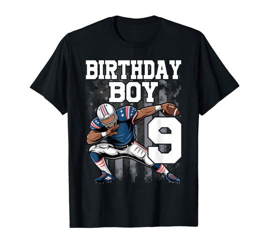 9 Years Old Boy Football Player 9th Football Birthday Boys T-Shirt