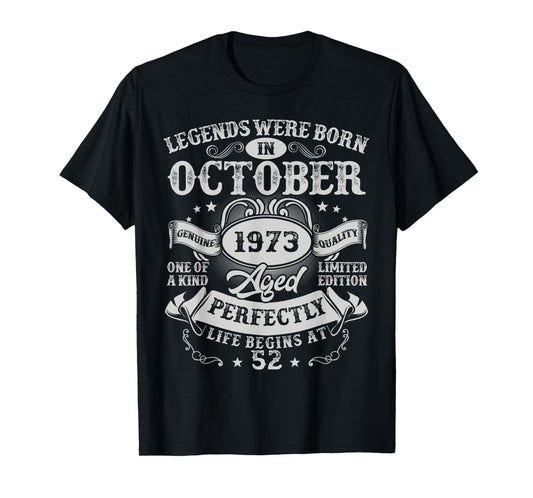 Legends Were Born in October 1973 Vintage 52nd Birthday Men T-Shirt