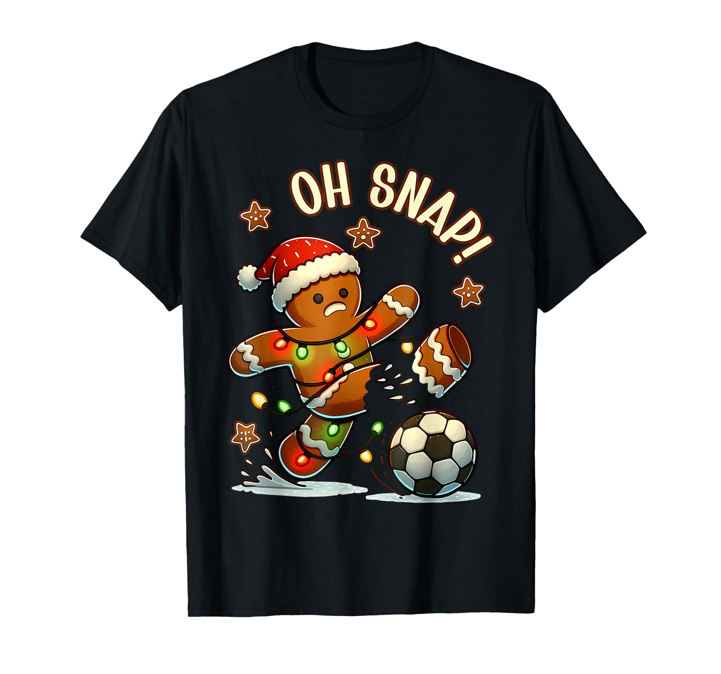 Oh Snap Gingerbread Soccer Xmas Light Holiday T-Shirt