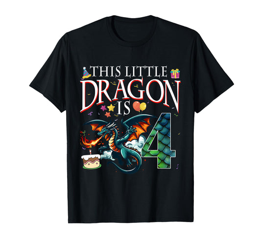 Turning 4 Years Old Birthday Boy Dragon 4th Bday Girl T-Shirt