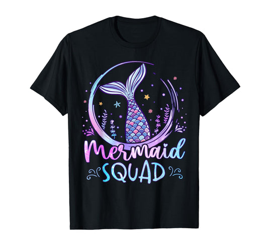 Mermaid Birthday Squad Party Girls Women Mermaid T-Shirt