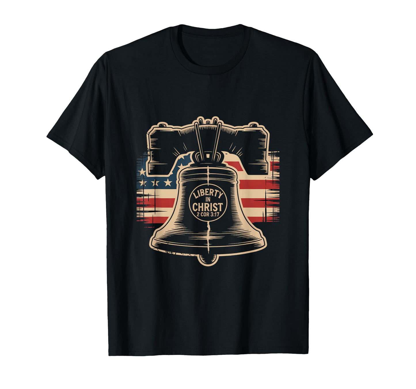 Christian Liberty Christ 2 Cor 3 17 American Flag T-Shirt
