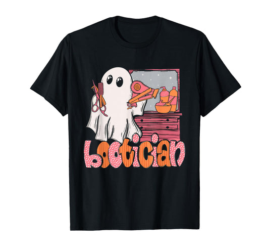 Bootician Funny Beautician Halloween Ghost Hair Stylist T-Shirt