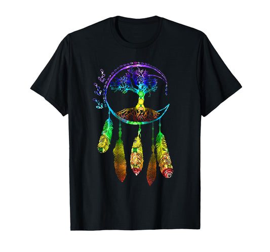 Moon Dream Catcher Feathers Tree of Life Gift T-Shirt
