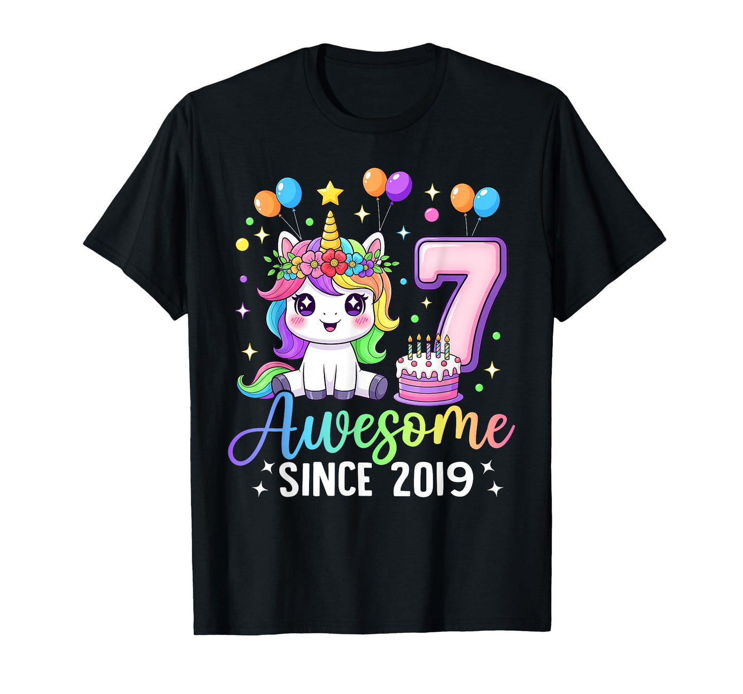 Unicorn 7th Birthday 7 Year Old Unicorn Party Birthday Girl T-Shirt