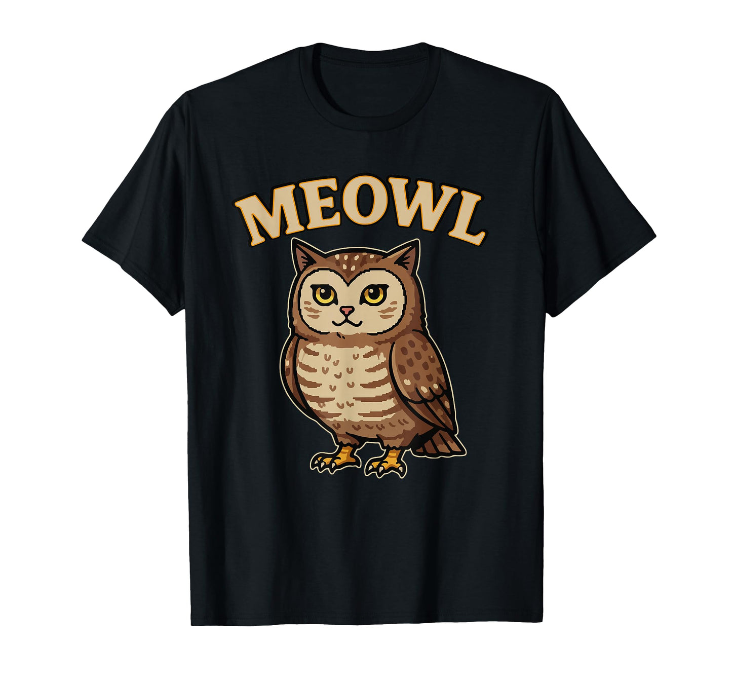 Meowl - Funny Meow Cat Owl Brainrot Meme Teen Kids Gaming T-Shirt