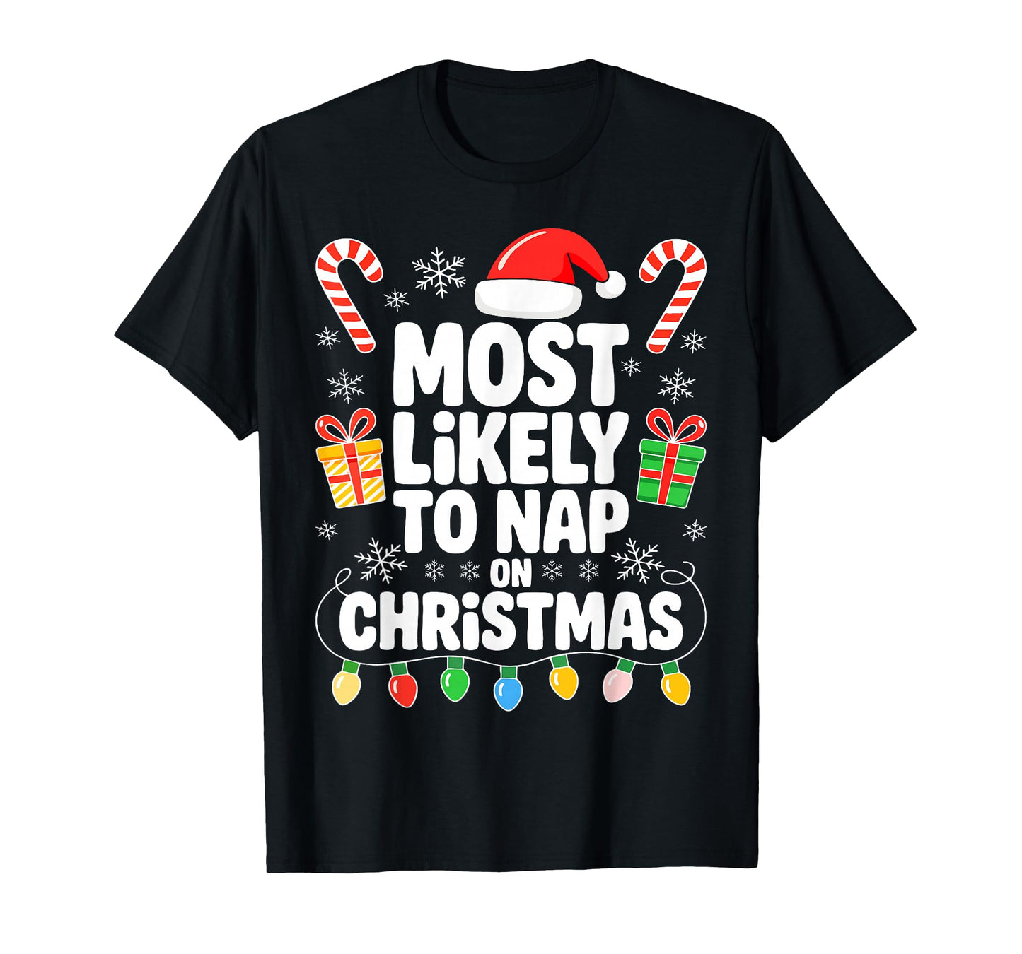 Most Likely to Nap On Christmas Shirt Family Matching Xmas T-Shirt