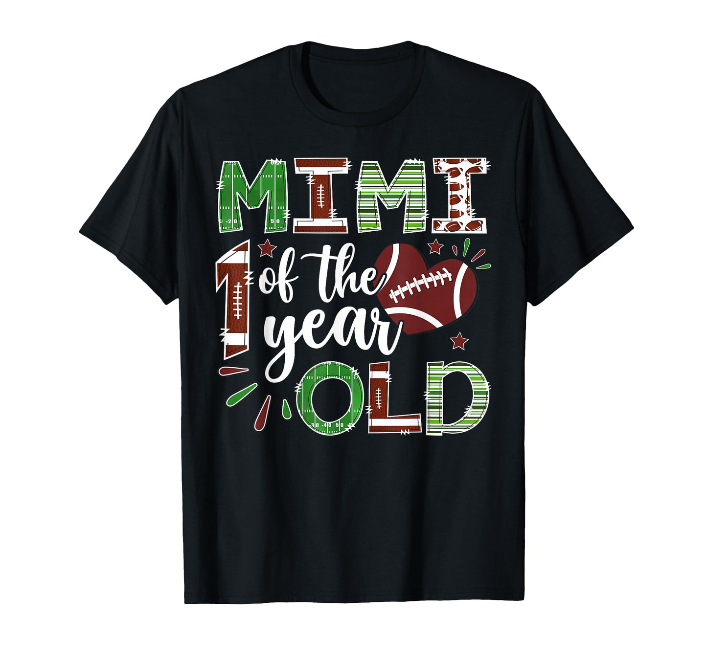 Mimi of The 1 Year Old Football First Birthday Boy Matching T-Shirt