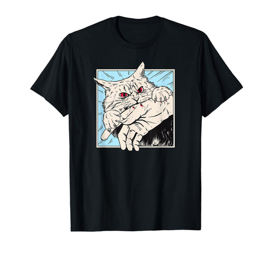 Japanese Cat Bite Anime Manga Meme Tokyo Harajuku Style Art T-Shirt