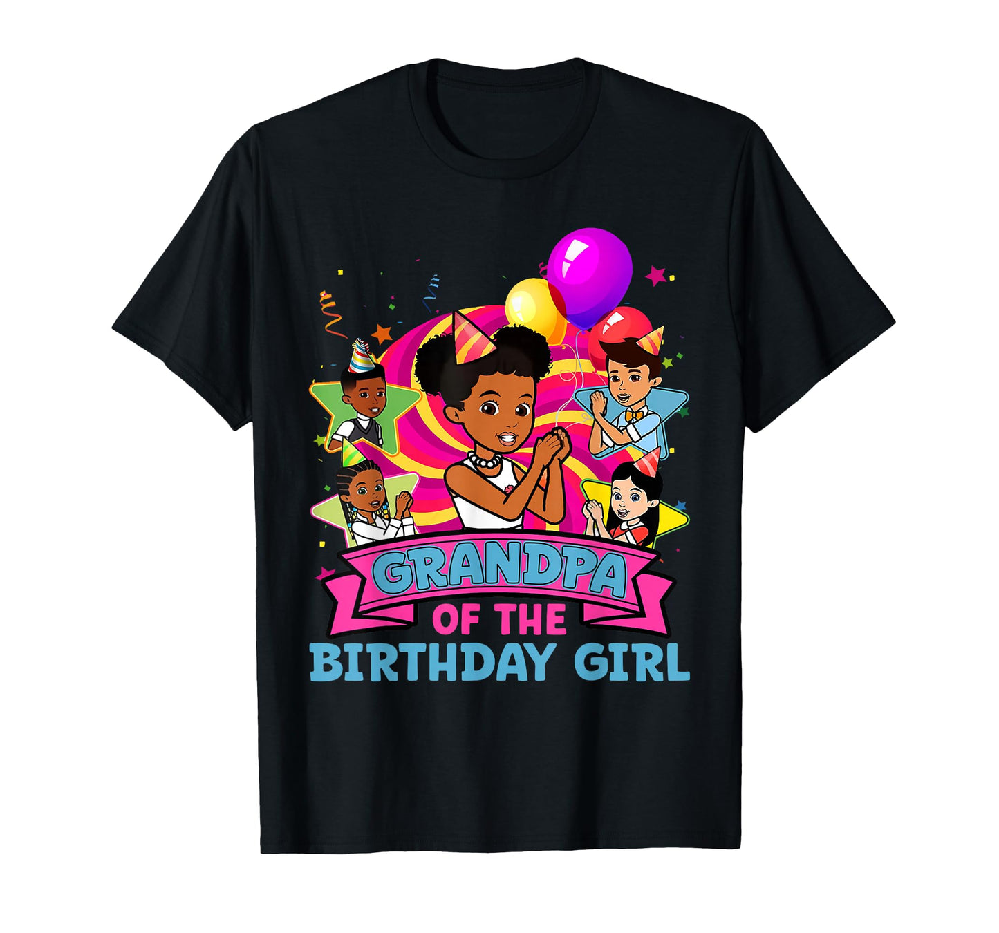 Grandpa the Birthday Girl Party Pink Doll Family Decorations T-Shirt