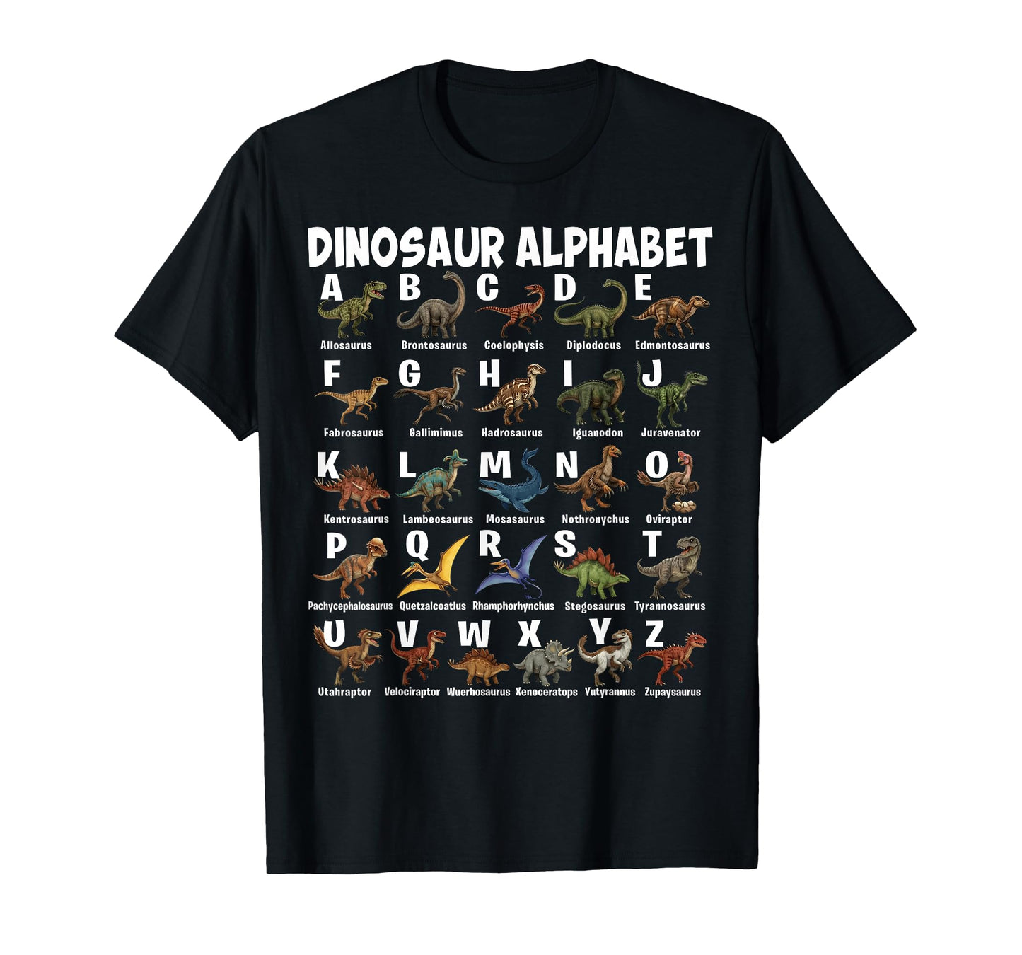 Types of Dinosaurs Alphabet A-Z Dino Girls Boys Dinosaur T-Shirt