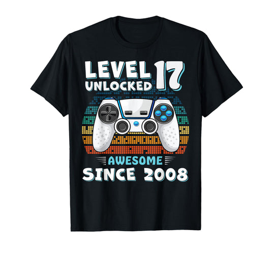 17 Year Old BDay Decorations Men Boy 17yr 2008 17th Birthday T-Shirt