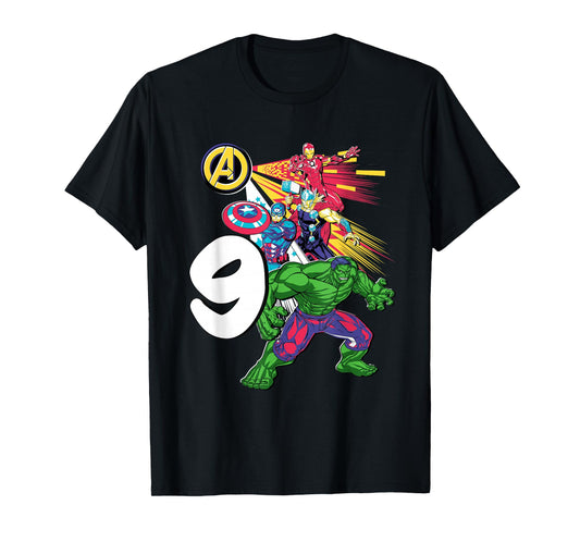 Marvel Super Heroes Avengers 9 Year Old Ninth Birthday T-Shirt
