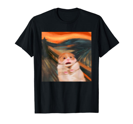 Funny Scared Hamster Meme Scream Graphic Tees for Women Men T-Shirt