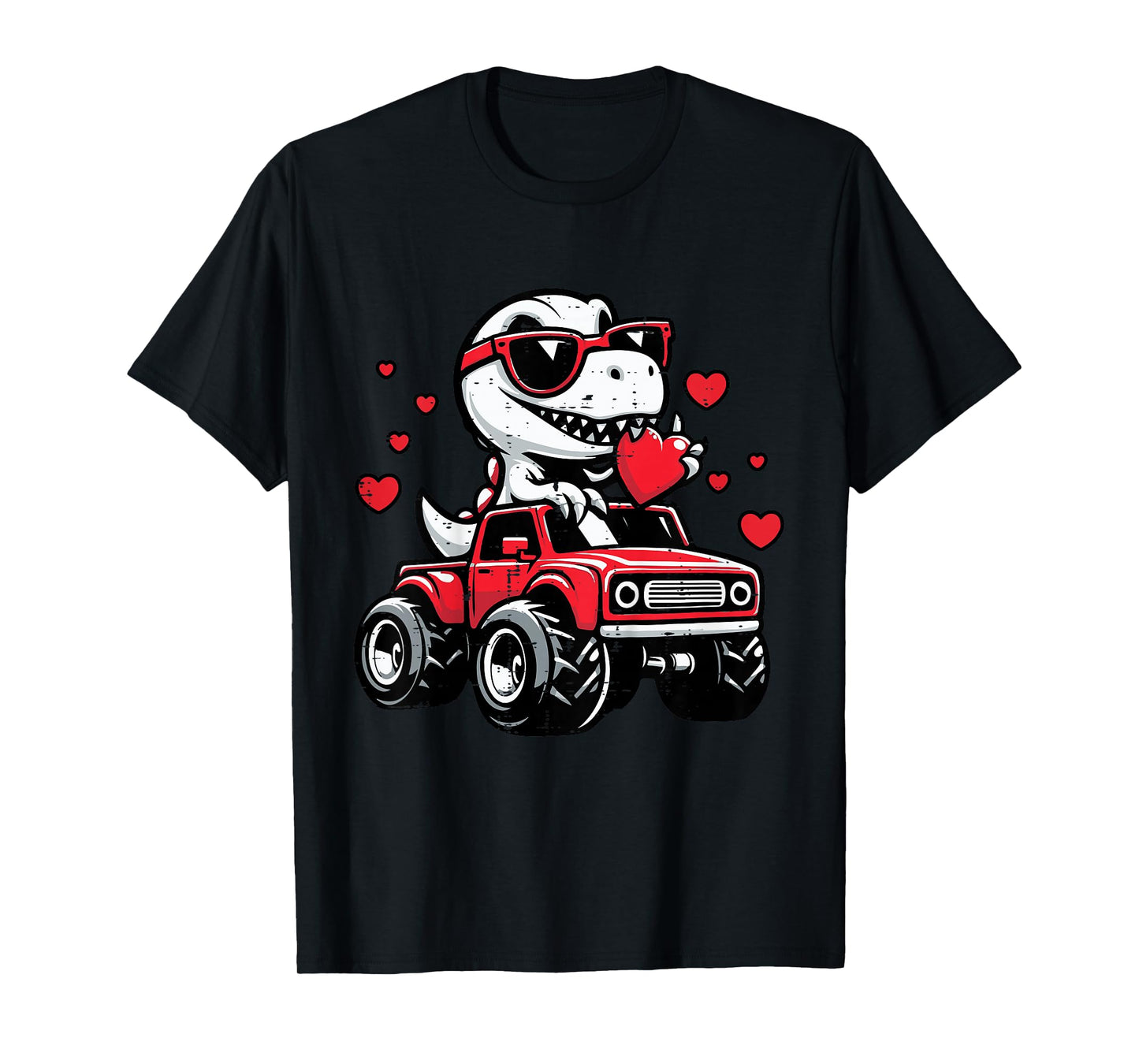Kids Valentines Day Dino Truck Trex Valentine Toddler Boys Kids T-Shirt