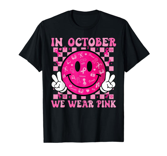 In October We Wear Pink Breast Cancer Awareness Halloween T-Shirt