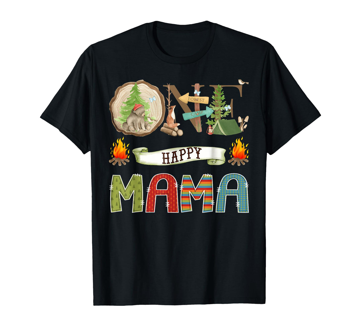 One Happy Mama Camper 1St Birthday Camping Bear T-Shirt