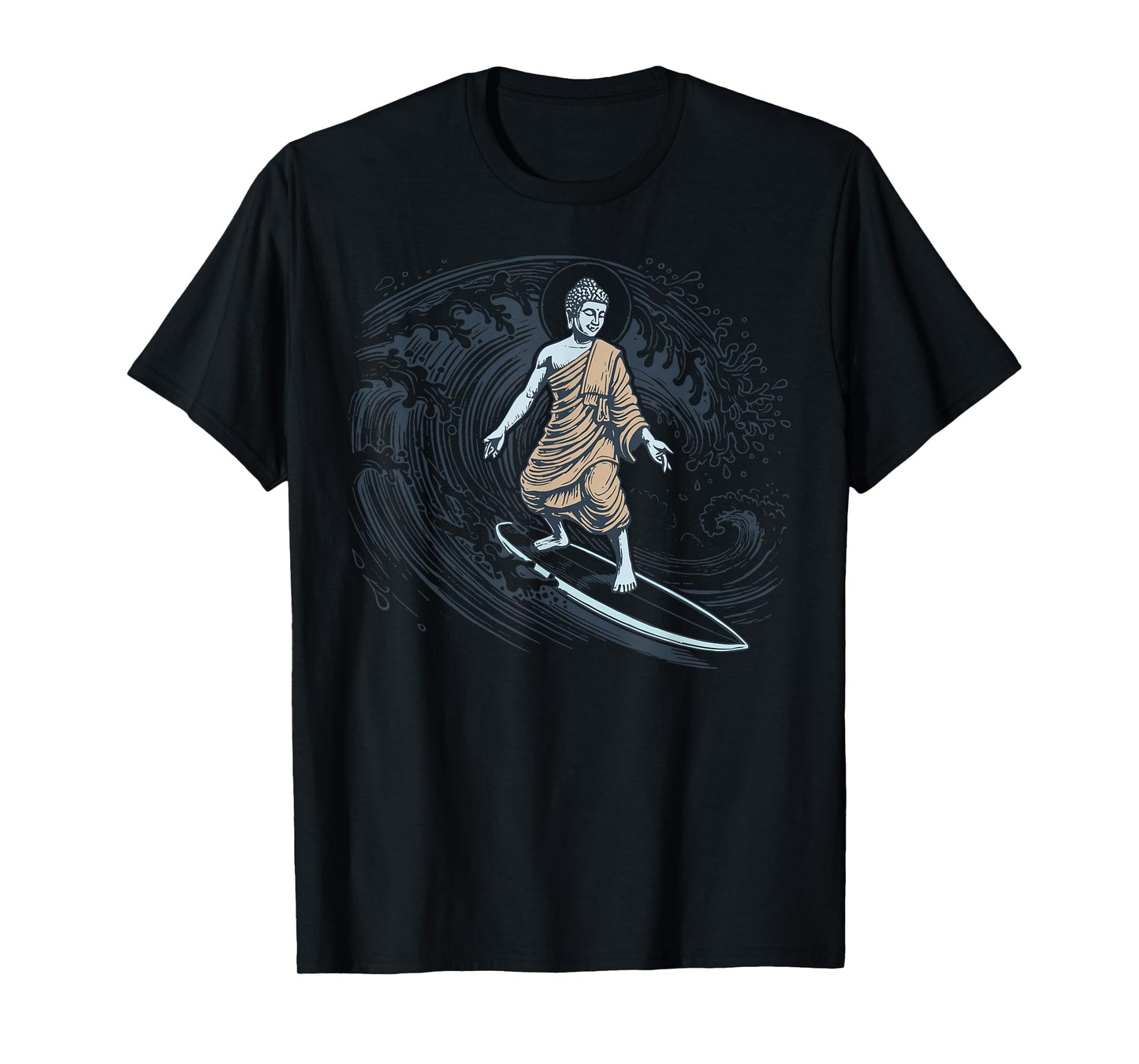 Buddha Surfing Spiritual Hindu Meditation Aloha Hawaii Beach T-Shirt
