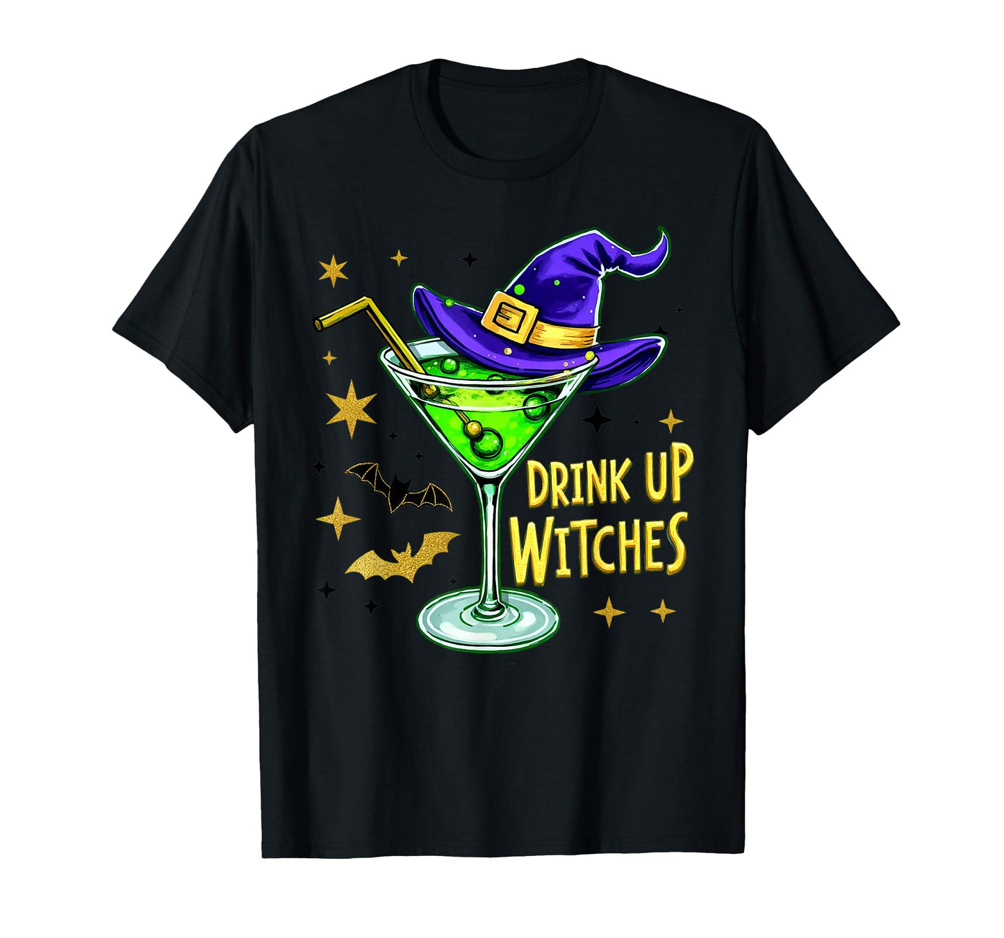 Drink Up Witches Funny Drinking Martini Cocktail Halloween T-Shirt